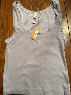 SKIMS Lavender Lace-Trim Tank Camisole